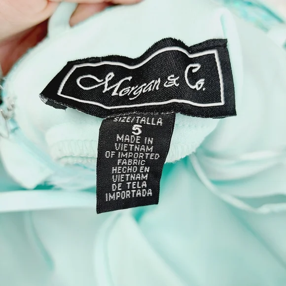 New MORGAN & CO. Aqua Marine Spaghetti Straps Evening/Cocktail Maxi Dress P6106 - Picture 10 of 12